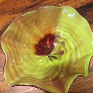 Blown glass candy dish.